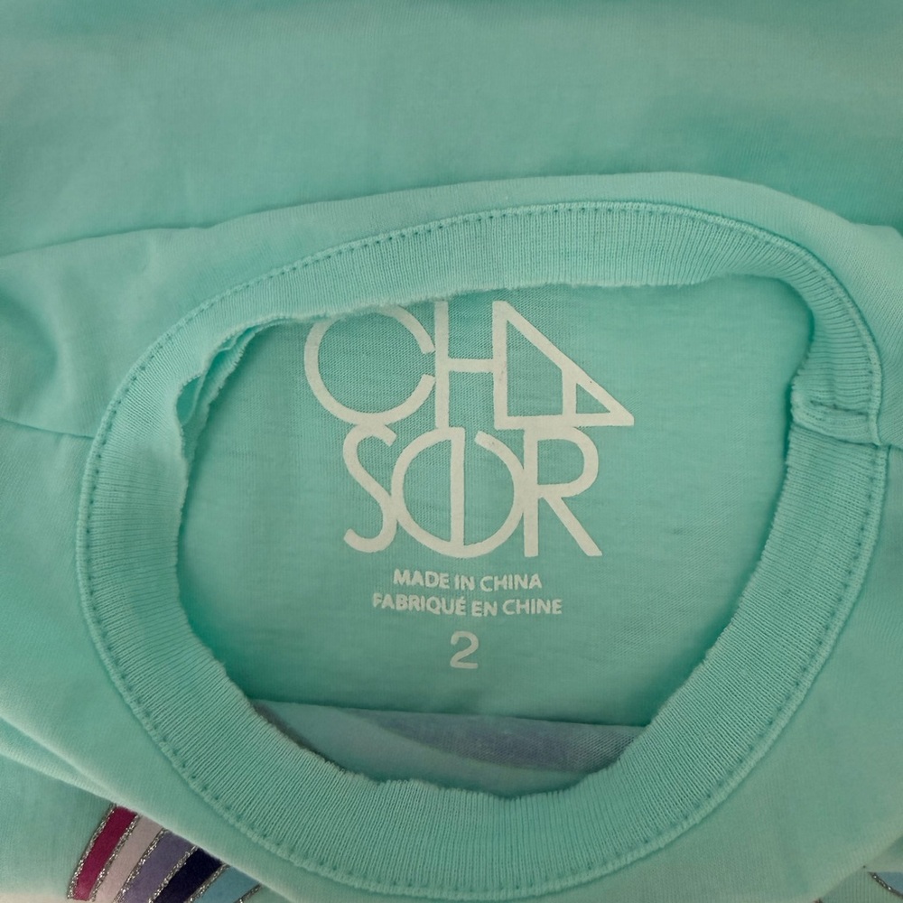Chaser Girls Short Sleeve Rainbow Shirttail Crew Neck Tee 2 - Picture 3 of 3
